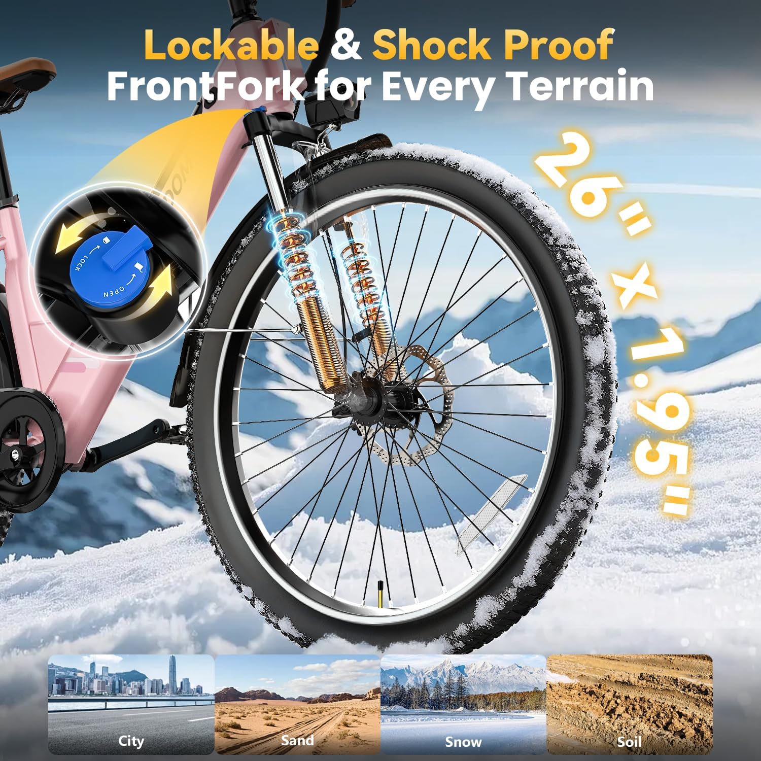 Electric Bike for Adults 1000W 1500W Peak Motor 15AH 20AH Removable Battery 70Miles 80Miles UL 2849 Certified Electric Commuter Bike Front Suspension Ebike