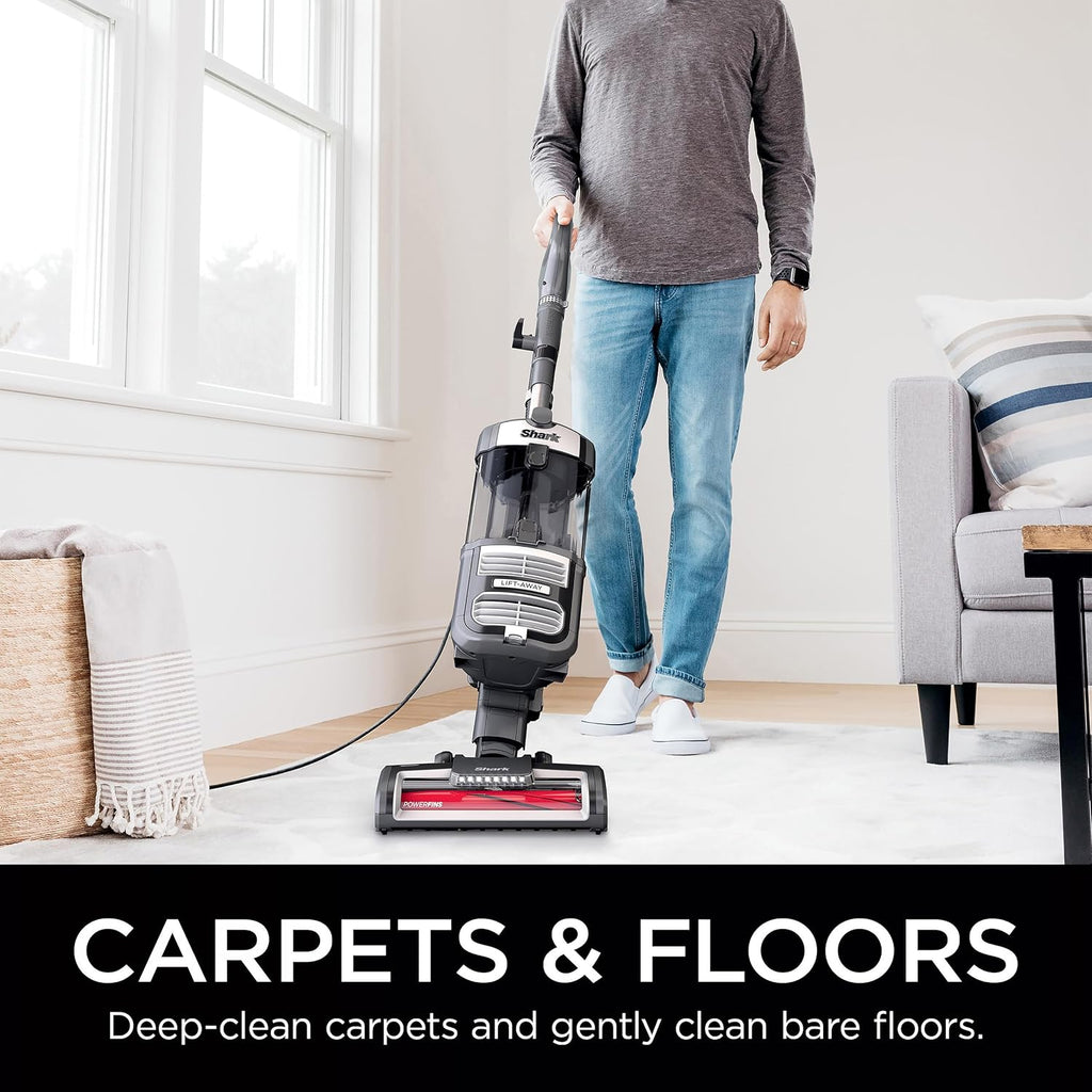Shark UV730 Navigator Lift-Away Upright Vacuum, PowerFins HairPro Self-Cleaning Brushroll, HEPA Filter with Anti-Allergen Technology, LED Headlights, Swivel Steering, Gray (Renewed)