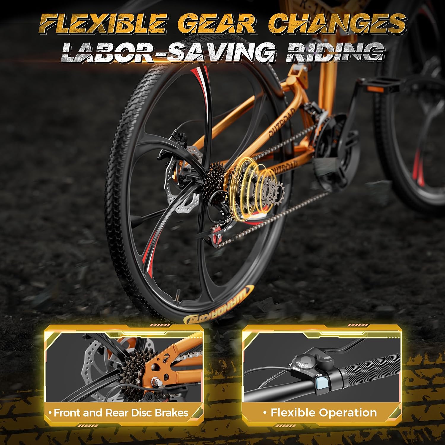 26 Inch Adult Folding Bikes/Mountain Bikes, 21 Speeds Mountain Bicycles with Full Suspension, Dual Disc Brake, High Carbon Steel Frame, Foldable Bike for Men/Women/Teen, Multiple Colors