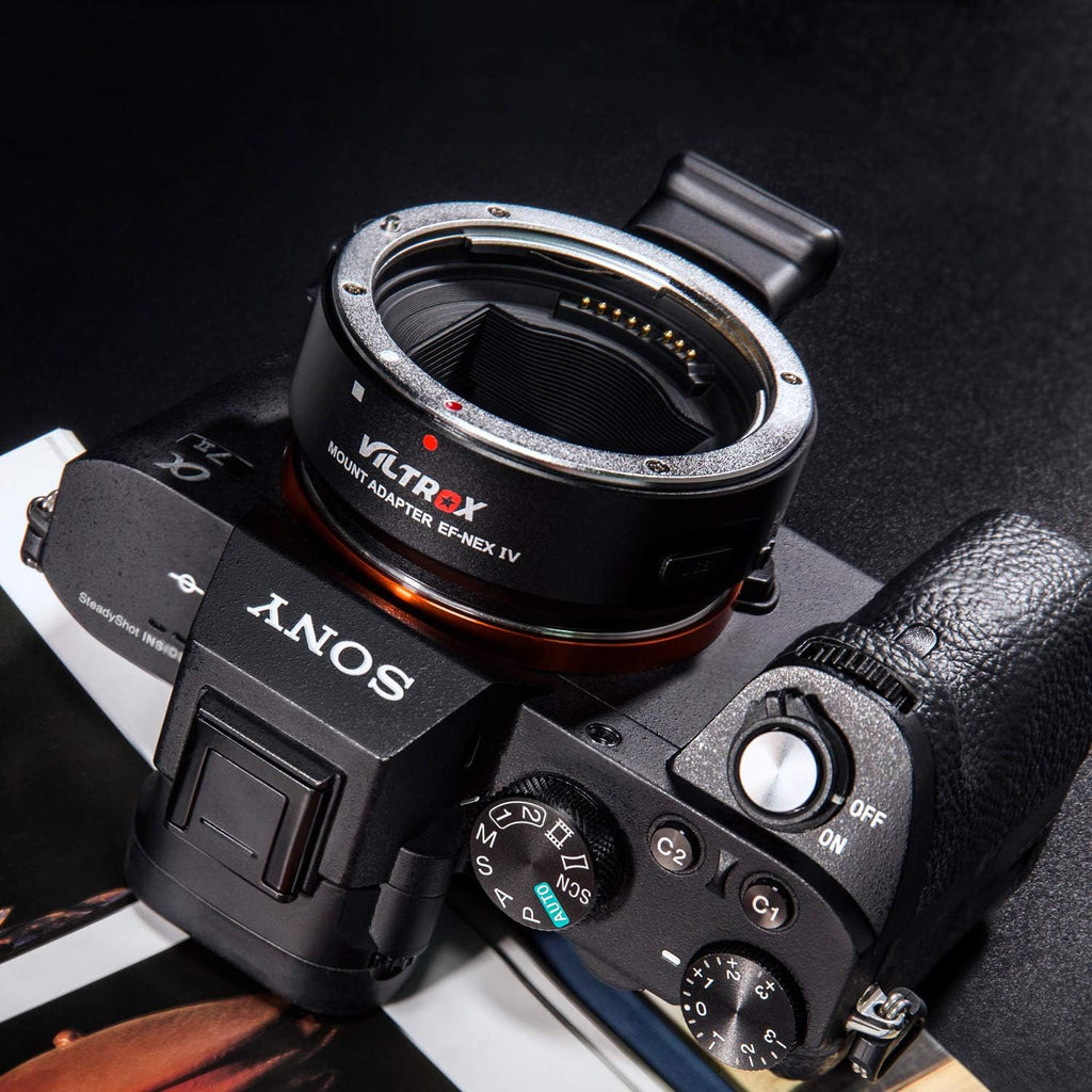 Viltrox EF-NEX IV Auto Focus Lens Mount Adapter Aperture Control, EXIF Transmitting with CDAF PDAF Swift for Canon EF/EF-S Lens to Sony A9 A7RIII A7RII A7III A7II A6300 A6500 A6400 E-Mount Camera