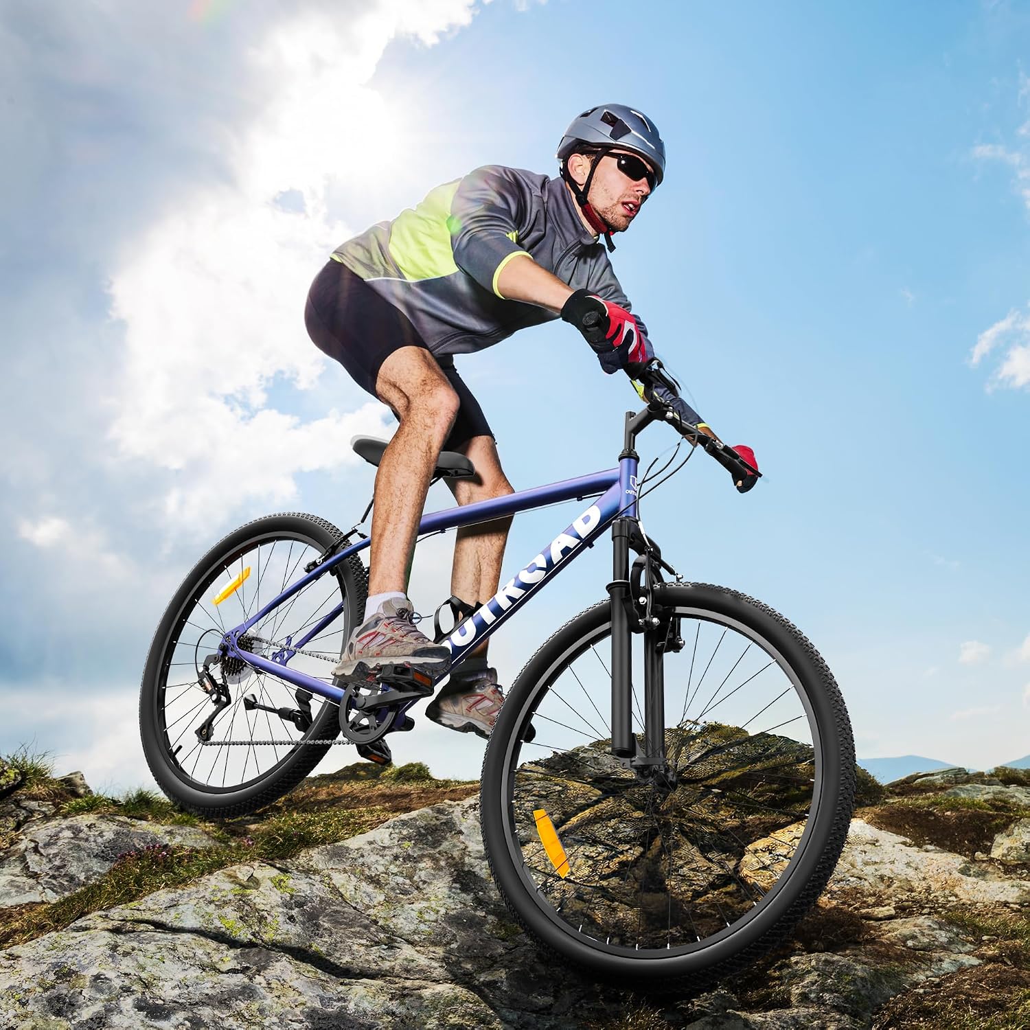 Outroad 26 Inch Mountain Bike, 7/21-Speed/High-Carbon Steel/Aviation Grade Frame, Dual Disc/V Brake, Adjustable Ergonomic Seat Bicycle for Men Women Adult, Quick Assembly in 20 Minutes