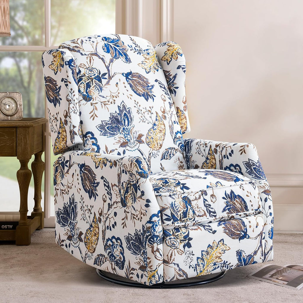 Swivel Rocker Recliner, Manual Rocker Recliner Chair for Adults, Glider Rocking Chair for Nursery with Padded Seat for Living Room, 360° Swivel Rocking Chair Small Recliners for Small Spaces
