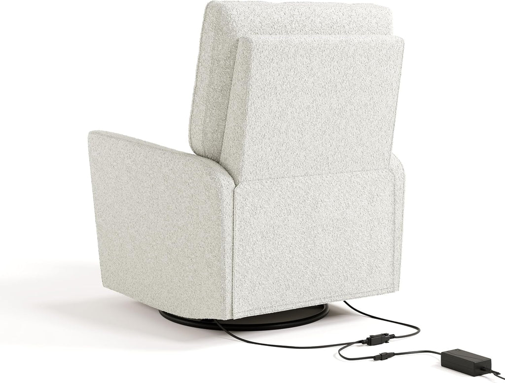 Storkcraft Santorini Deluxe Power Recliner Swivel Glider (Ivory Boucle) – Premium Electronic Power Recliner for Nursery, Includes Dual-USB Charging Port for USB-A & USB-C, Glider Rocking Chair