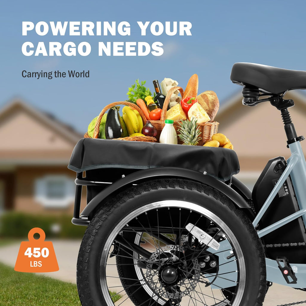 ACTBEST Triker Electric Bike, Peak 1200W Brushless Motor Folding Trike Ebike, 748.8Wh Removable Battery,Up to 70 Miles,Step-Thru 3 Wheel Electric Bicycle,20X3.0 Fat Tire Tricycle for Adults