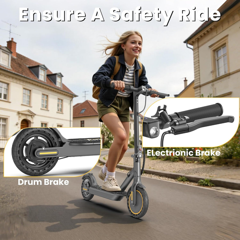 Electric Scooter, 350W Motor, 19 Mph Speed & 15 Miles Range, 8.5' Solid Tires, Lightweight Foldable Scooter with Dual Braking System, Max Load 265LBS