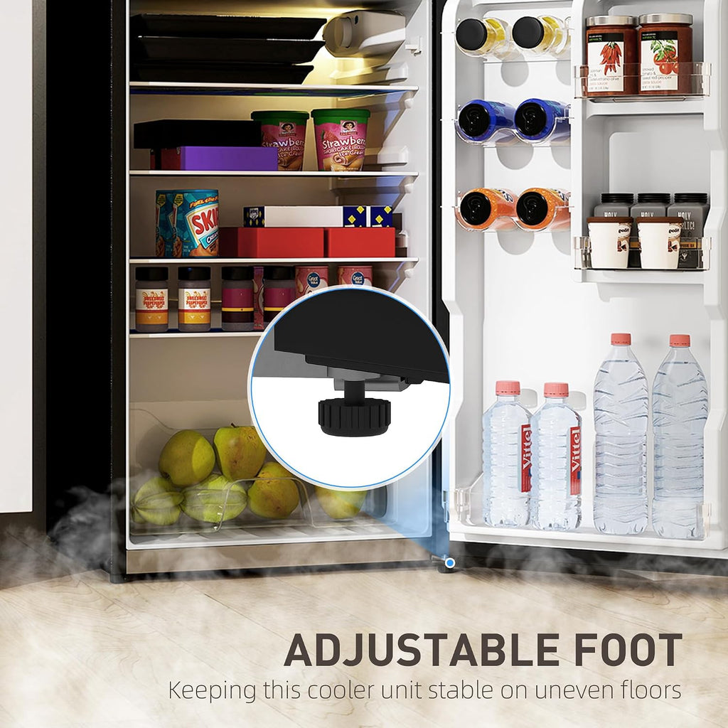 HOMCOM 4 Cu.Ft Mini Fridge with Freezer, Double Door Compact Refrigerator with Adjustable Thermostat, Shelf and Reversible Door for Bedroom, Dorm, Home Office, Energy Efficient, Black