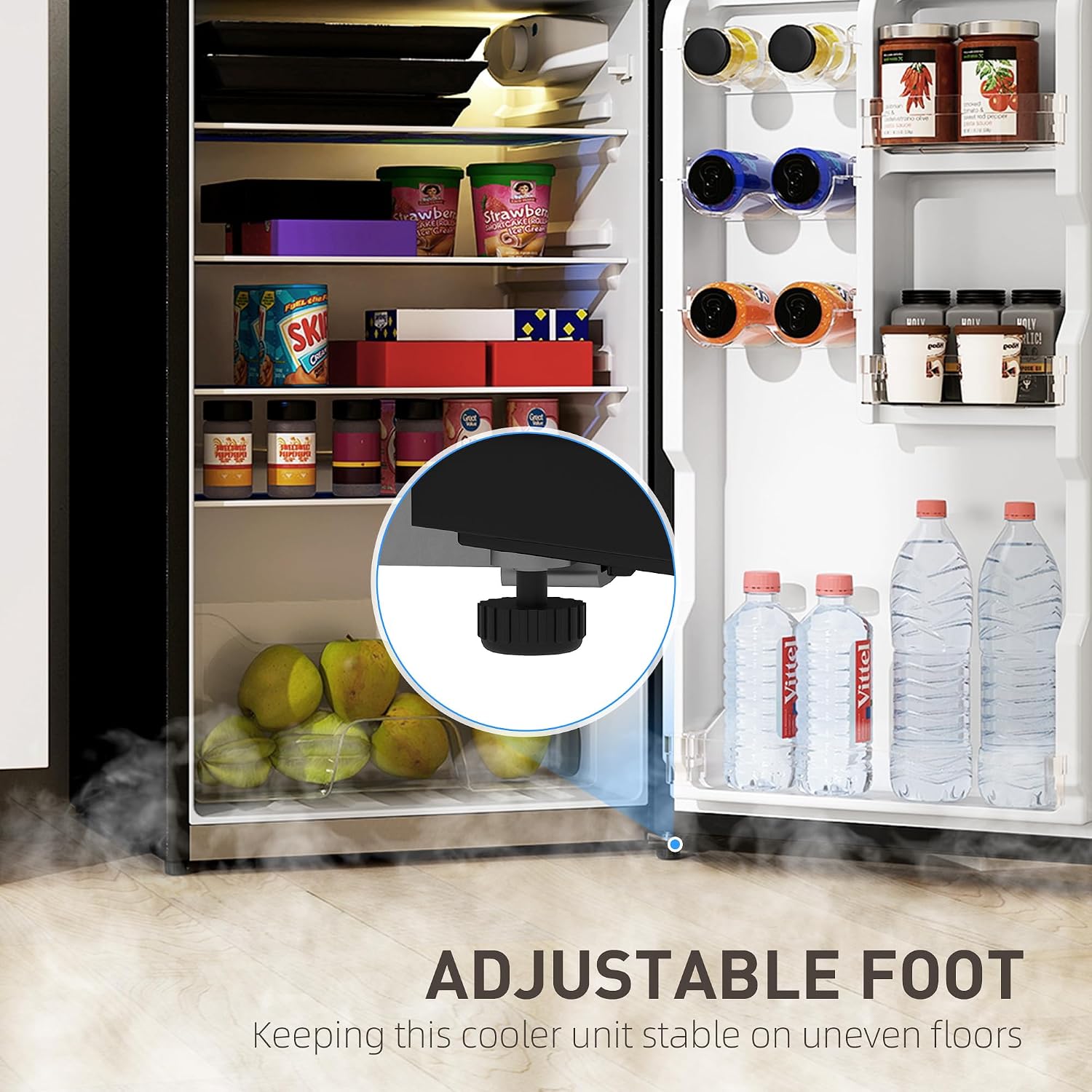 HOMCOM 4 Cu.Ft Mini Fridge with Freezer, Double Door Compact Refrigerator with Adjustable Thermostat, Shelf and Reversible Door for Bedroom, Dorm, Home Office, Energy Efficient, Black