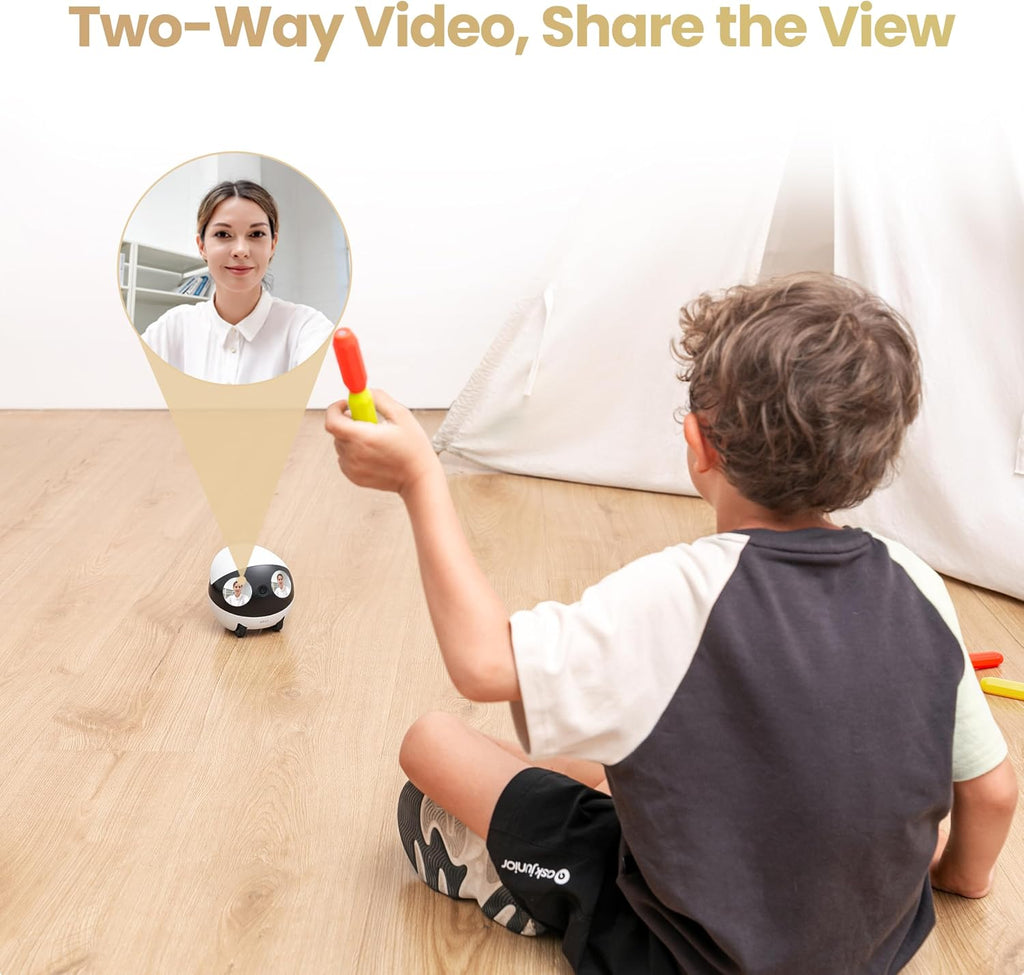 Enabot EBO Air 2S FamilyBot Home Robot Camera: 2.5K Indoor Pet Cam, Movable Robot Camera, 2-Way Video, Auto-Recharge, Long Battery Life, Custom Facial Image, Night Vision