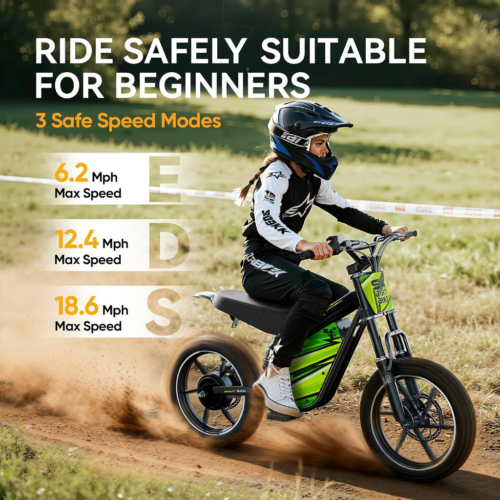 eAhora 36V 800W Electric Dirt Bike for Kids 8+, 3-Speed Modes Kids Electric Bike, Up to 18.6MPH & 28 Miles Long-Range Electric Off-Road Motocross for Kid, Full Suspension & Disc Brake, S4 Young-Red