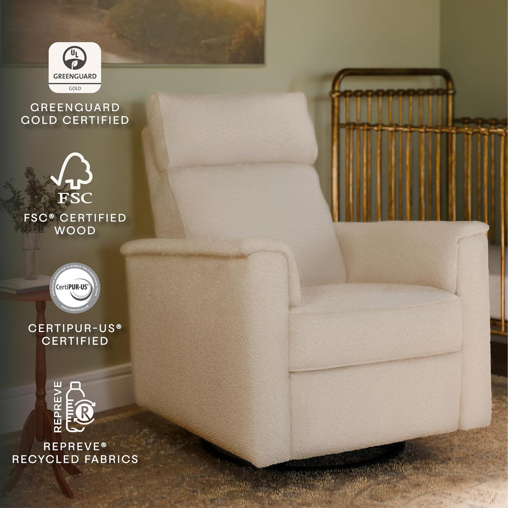 Namesake Willa Plus Power Glider Recliner w/Power Headrest in Performance Ivory Boucle, Water Repellent and Stain Resistant, Greenguard Gold and CertiPUR-US® Certified
