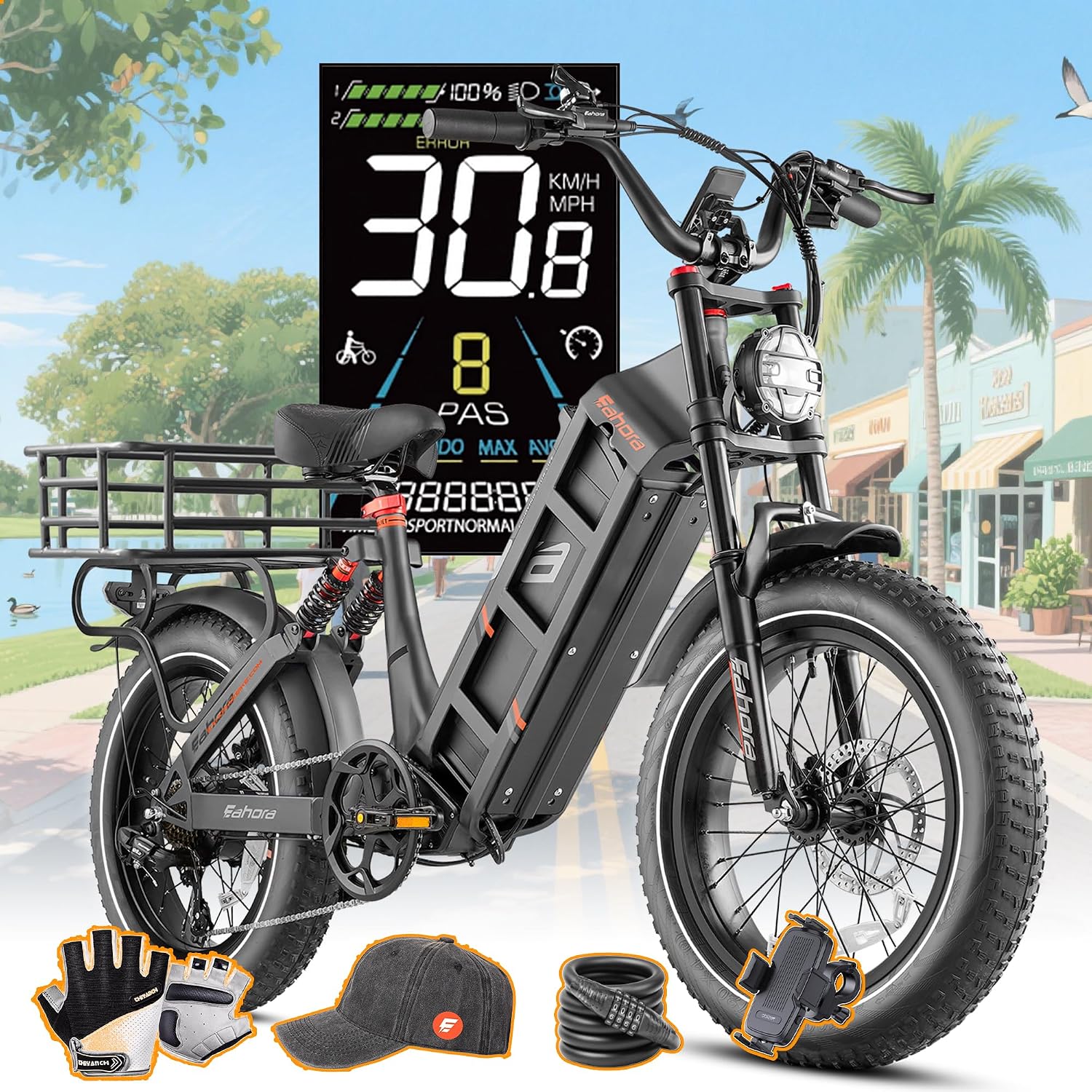 2026 eAhora Juliet Pro 2 Electric Bike for Adults, Peak 5400W Dual Motor, 43Mph, 60V 70Ah Battery for 220 Miles Range, 20' Fat Tires, APP, Commuting & Delivery