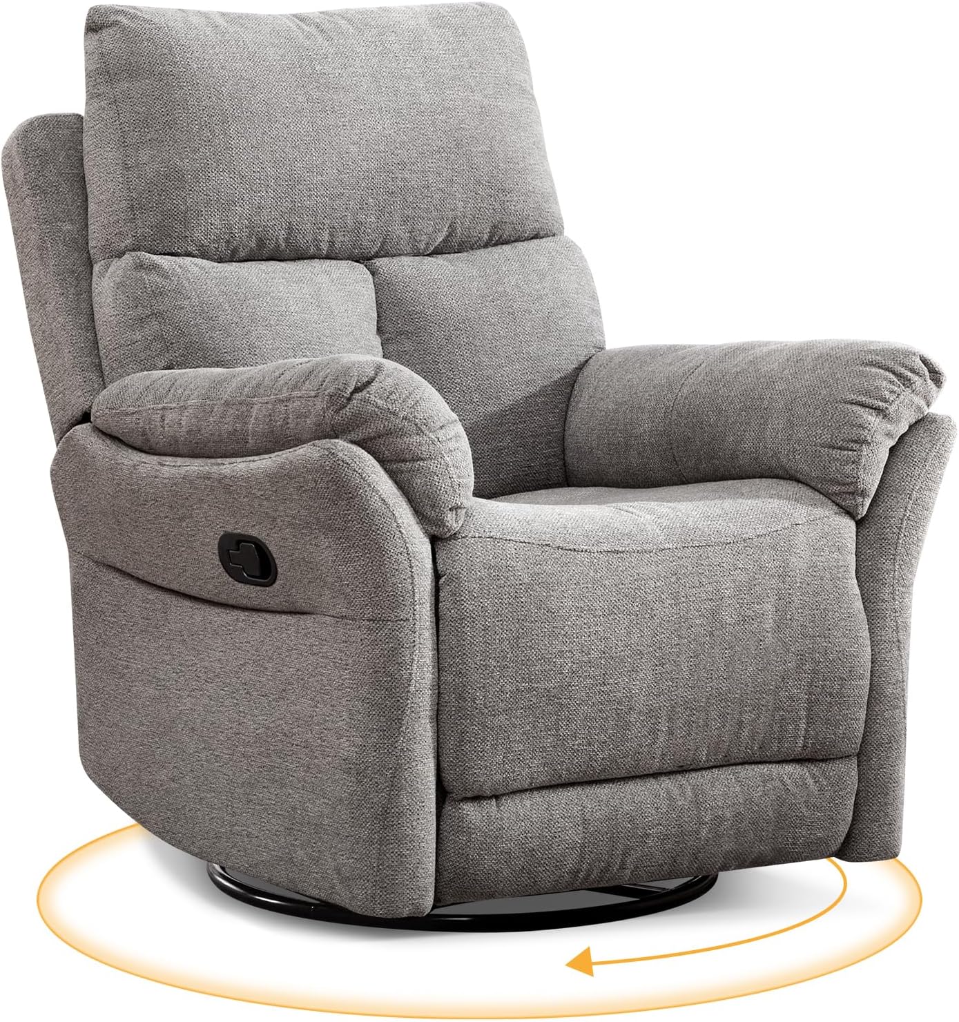 ANJ Swivel Rocker Recliner Nursery Chair, Manual Glider Rocking Recliner Chairs for Adults, Rocking Chair Nursery ReclinerS, 360° Swivel Lazy Boy Recliner Chairs for Living Room, rv, Silver Grey