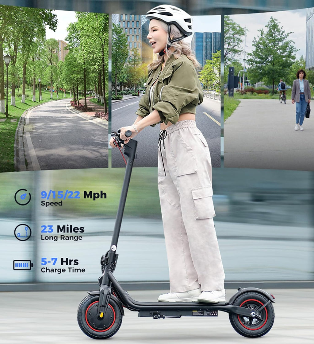 Electric Scooter, 23 Miles, 22 MPH Top Speed Electric Scooter for Adults, 500W Powerful Motor,10'/8.5' Pneumatic Tires Commuting Scooter, Foldable Escooter for Commuting & Campus Use