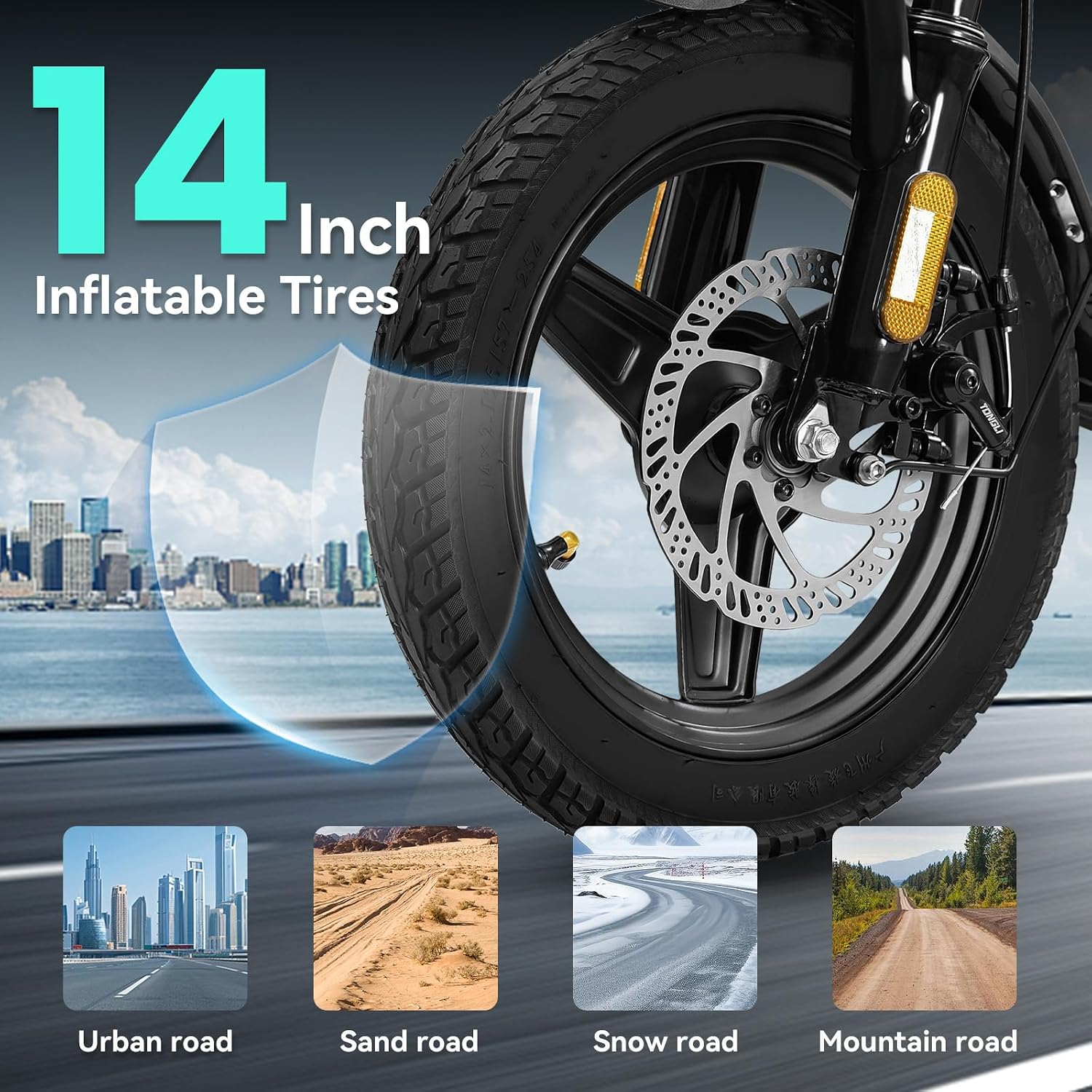 Electric Bike for Adults Teens, 14' Commuting Folding ebike with 560W Motor and 48V Battery, 24MPH 3 Level Pedals Assist, Dual Disc Brakes, Compact Foldable Electric Bicycle with UL2849 Certification