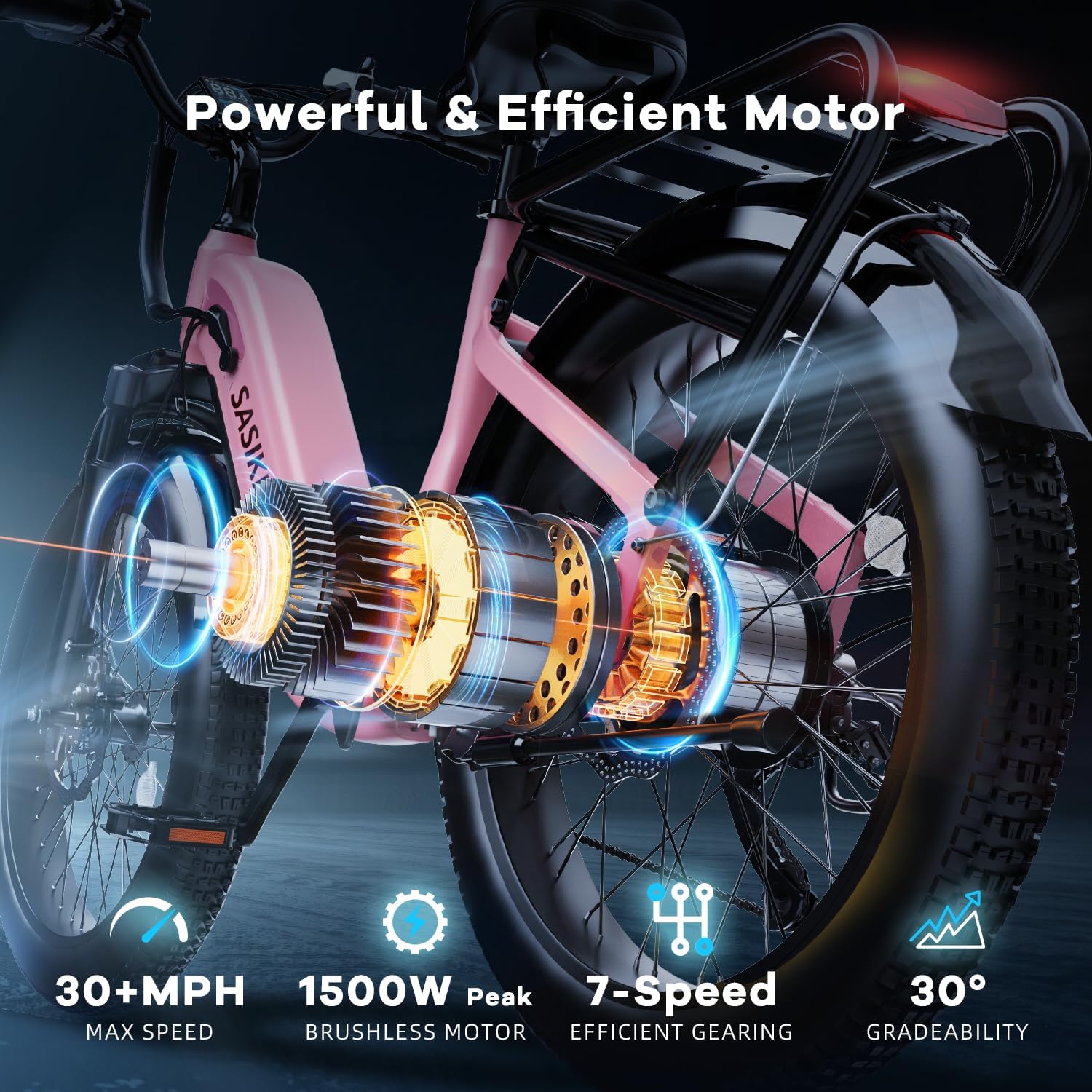 Electric Bike for Adults,1000W/1500W Peak Motor Ebike, 48V 15/20Ah Removable Battery, Electric Commuting Mountain Bike, Step Thru Ebike with 80 Miles Electric Bicycle,7 Speed UL Certified