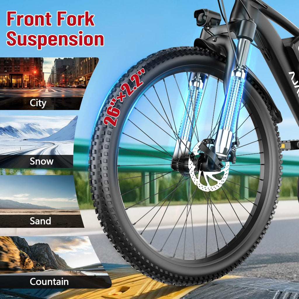 Electric Bike for Adults，1000W Electric Mountain Ebike，25MPH 40Miles,Electric Dirt Bike, 7-Speed, 26' Tires,Removable Battery, Shock Absorber, Commuter E-Bike.