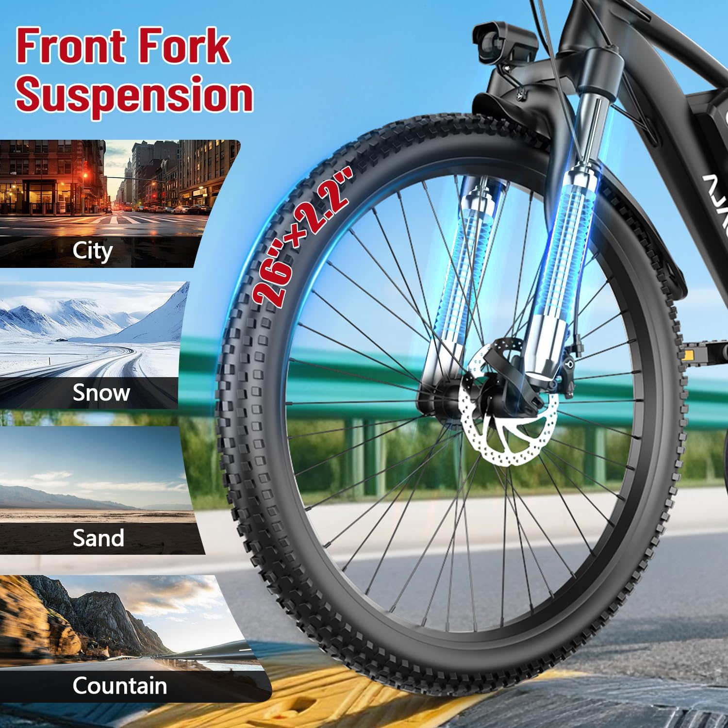 Electric Bike for Adults，1000W Electric Mountain Ebike，25MPH 40Miles,Electric Dirt Bike, 7-Speed, 26' Tires,Removable Battery, Shock Absorber, Commuter E-Bike.