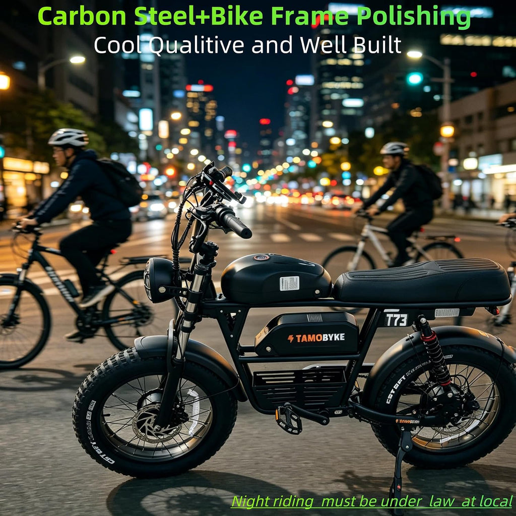 Tamobyke Premium T73 Series Electric Bike for Adults,48V15Ah/36Ah/41Ah Large Battery,1000W/1500W/3000W Powerful Motor, 28/33/37.5Mph Max Speed,20''*4'' Fat Tire E-Bike for Commute/Off-Road. Age 15+.