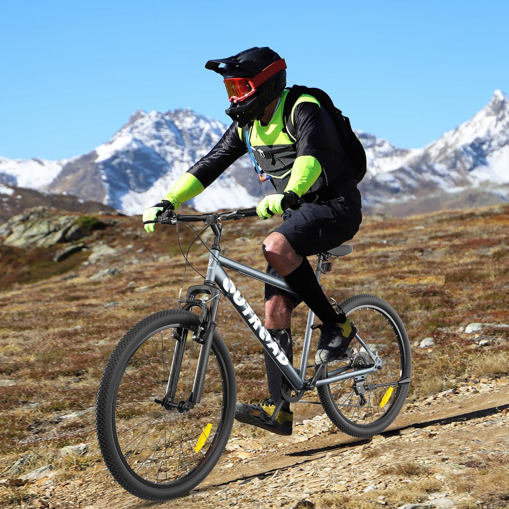 Betterland 26 Inch Mountain Bike with Adjustable Ergonomic Seat, 7/21 Speed Adult Bike with Dual V Brakes, Outdoor Cycling Bike with High Carbon Steel Frame and Front Suspension