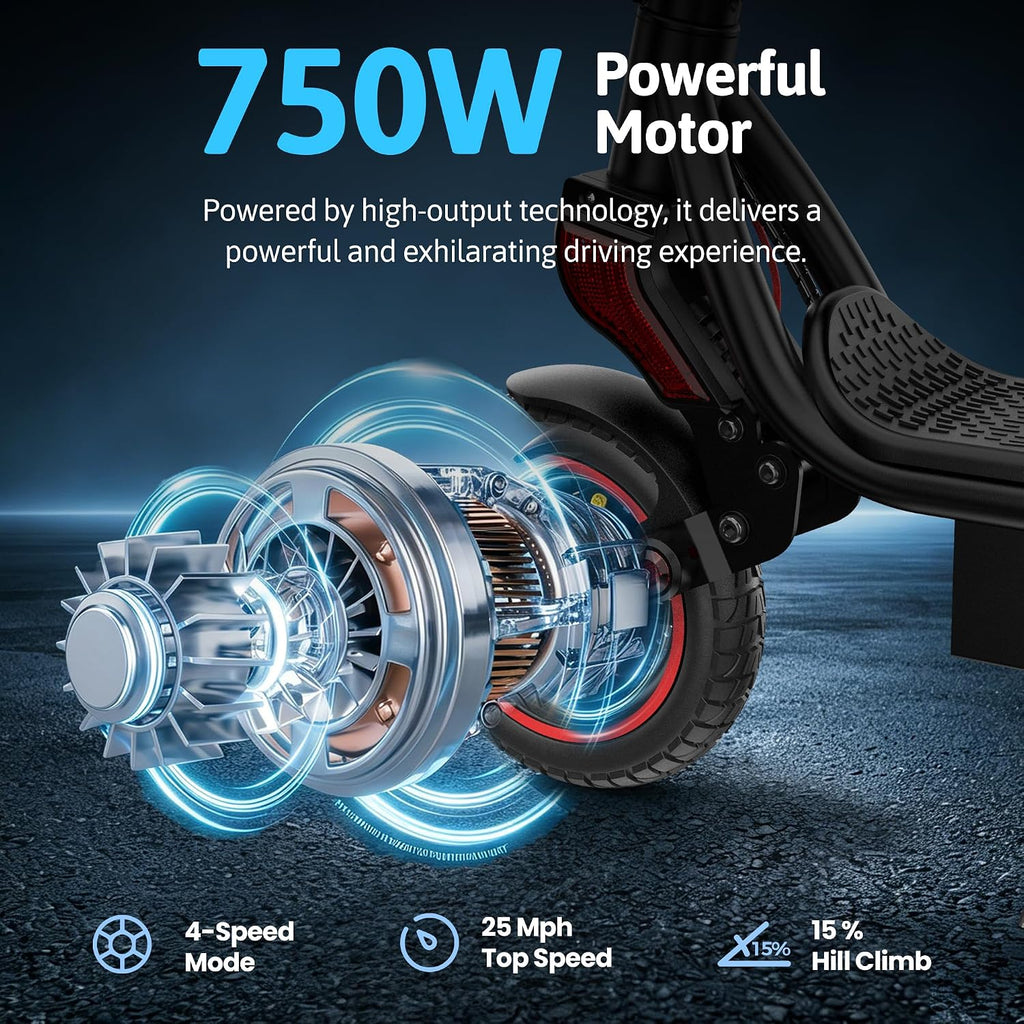 Electric Scooter, 500W/750W Powerful Motor, 22/25 MPH Top Speed & 23/28 Miles Range, 9.3'/10' Tires, Foldable Commuter Scooter for Adults and Teens with Dual Braking,Cruise Control,APP Control