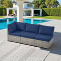 Modular Outdoor Couch Wicker Patio Sofa - High Backrest Wicker Sofa with Removable 4' Cushions All-Weather 3 Seater Seating Patio Couch for Deck Proch Balcony Backyard