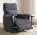 LINSY 360 Swivel Recliner Chair, Nursery Glider Rocking Chair with 2 Pillows, Corduroy Nursing Chair Comfy High Back Adult Rocker Recliner for Small Spaces, Nursery Bedroom Living Room (Gray)