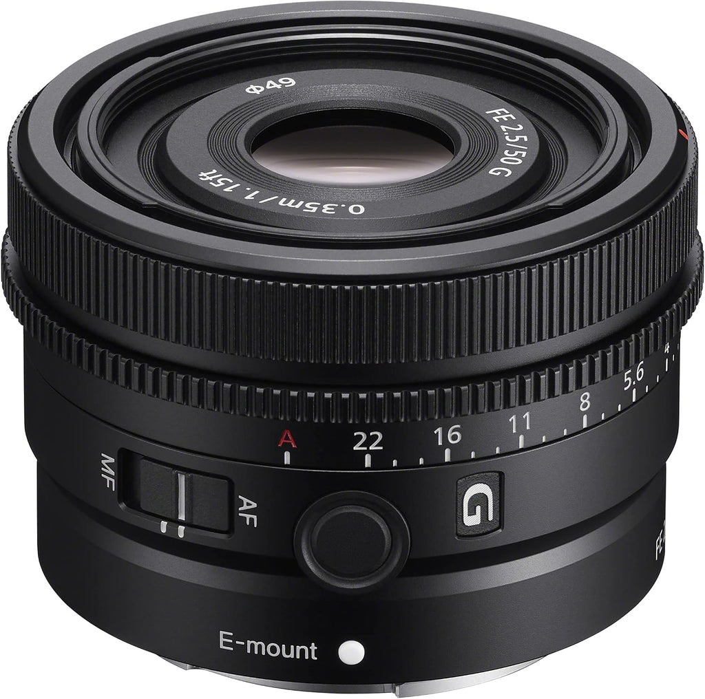 Sony FE 50mm F2.5 G Full Frame Ultra Compact Lens SEL50F25G for E-Mount Mirrorless Cameras Bundle with 49mm UV/Polarizer/FLD Filter Kit + Deco Photo Protective Case 4 Pack + Software and Accessories