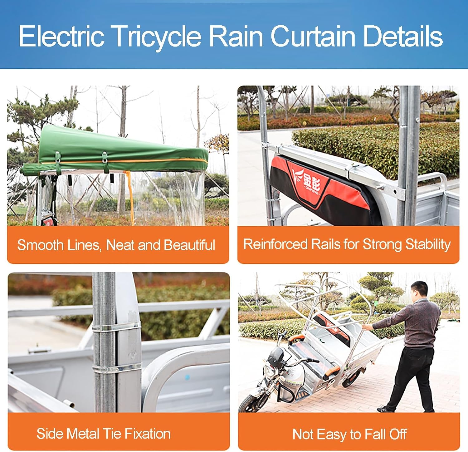 Adult Tricycle Cover,Ideal for Heavy Duty Electric Tricycle,Motorcycles or SANBENGZI Outdoor Riding, 3-Wheel Bike Riding from Rain,Dust,and Sun (Color : Blue, Size : 90cm/35.5in)