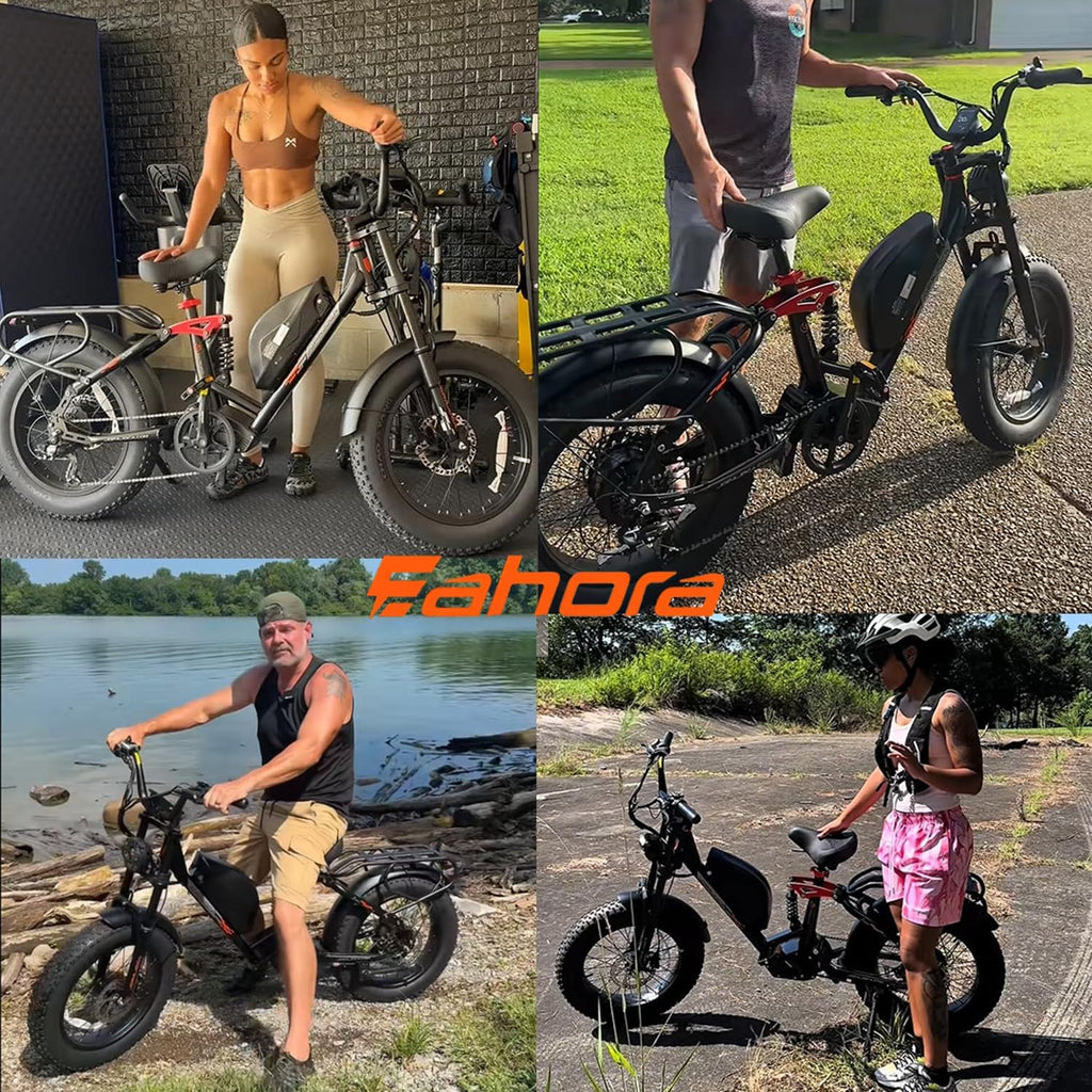 eAhora Terra II Electric Bike - 3000W Peak Dual Motor 33MPH 20Ah Ebike for Adults, 80Miles Long Range 20' Fat Tire Electric Mountain Bike Full Suspension Electric Bicycle with LCD Display