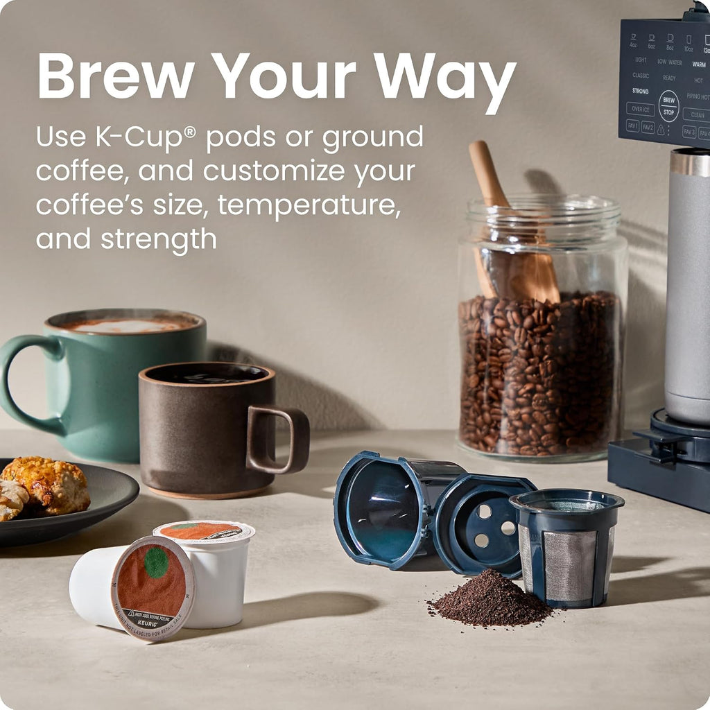 Chefman Caffeinator Single Serve Coffee Maker, Brew Kcups & Grounds, Drip Coffee Machine with Brew Strength Settings, Iced Coffee Function, 45 oz. Removable Water Reservoir