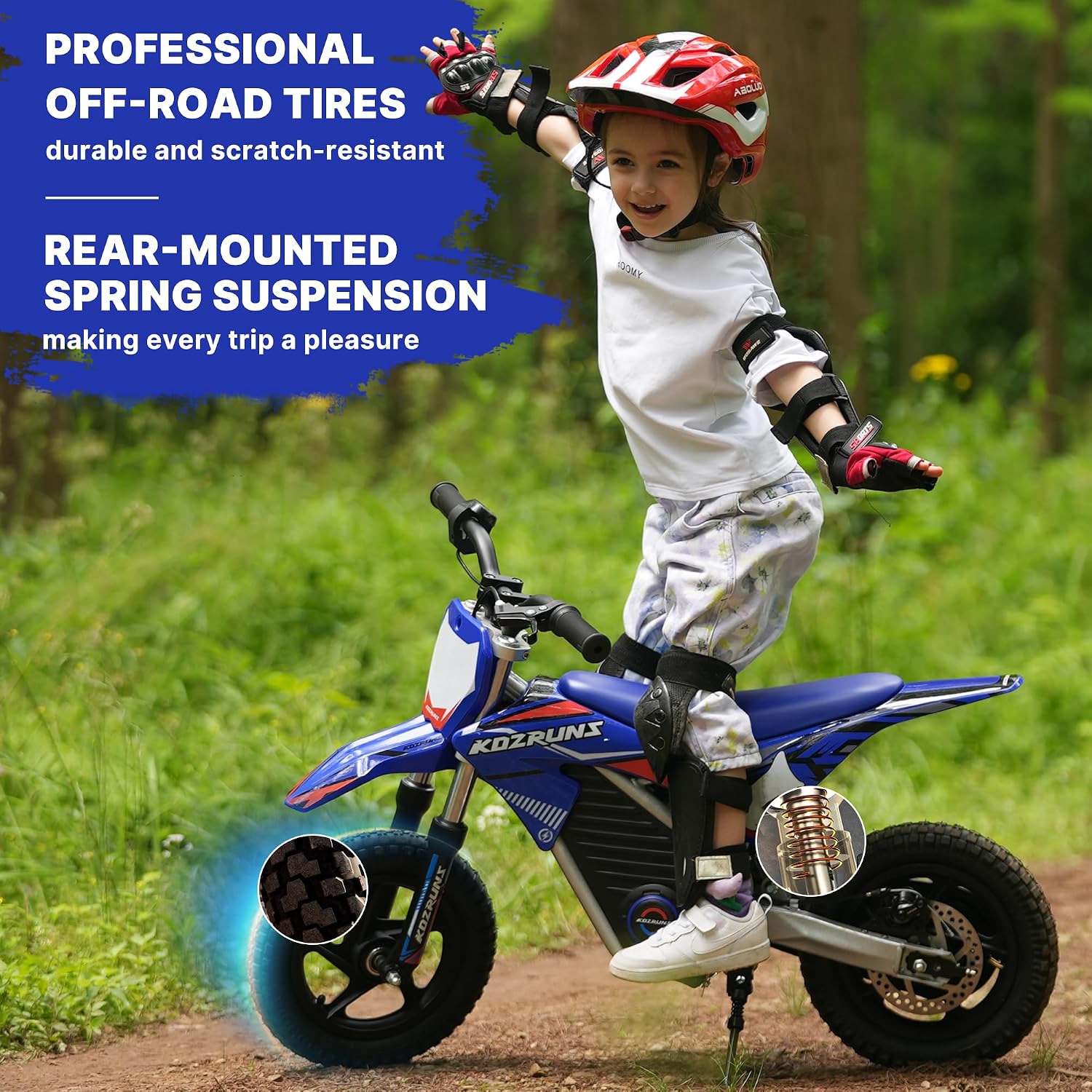Electric Dirt Bike for Boys Girls Ages 3-6, 150W High Racing Competition Grade Motorcycle, Up to 8MPH 2 Speed Settings Balance Bike, 12IN Off-Road Tires & Advanced Shock Absorption, Blue