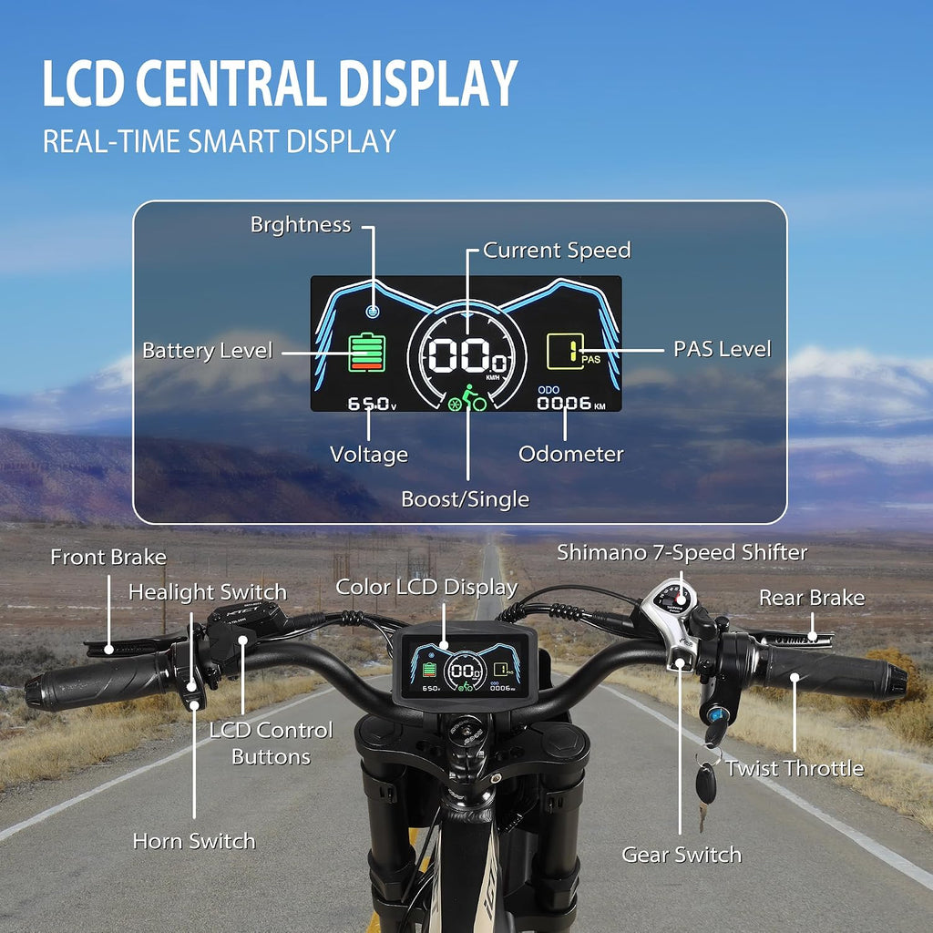 Tuttio ICT Electric Bike for Adults Teens Age 16+, 4000 Peak 50MPH 60V 25AH Electric-Dirt-Bike, 20' Fat Tire Electric Motorcycle, Full Suspension E-Bike for Mountain Off-Road Snow