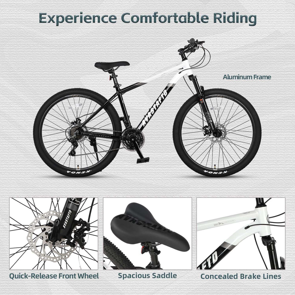 AVASTA Earth 26 27.5 inch Mountain Bike with 21-Speed, Aluminum Frame, Dual Disc Brake, Comfortable Saddle, Multiple Colors