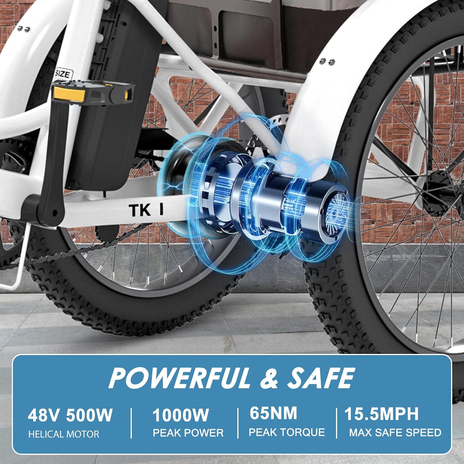 MOONCOOL Folding Electric Tricycle for Adults, 48V 500W 3 Wheels Electric Trike, Aluminum Frame Electric Tricycle Adult Bicycle with Removable Battery, Storage Bags Included