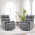CANMOV Swivel Rocker Recliner for Adults Set of 2,Glider Rocking Reclining Chair for Nursery,Manual Recliner Chair with Overstuffed Back and Arms for Living Room Bedroom Nursery,Grey