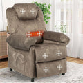 Pushback Massage Recliner Chair with Heat, Fabric Heated Small Massaging Reclining Chair Single Sofa for Adults, Overstuffed Push Back Manual Recliner for Living Room,Brown