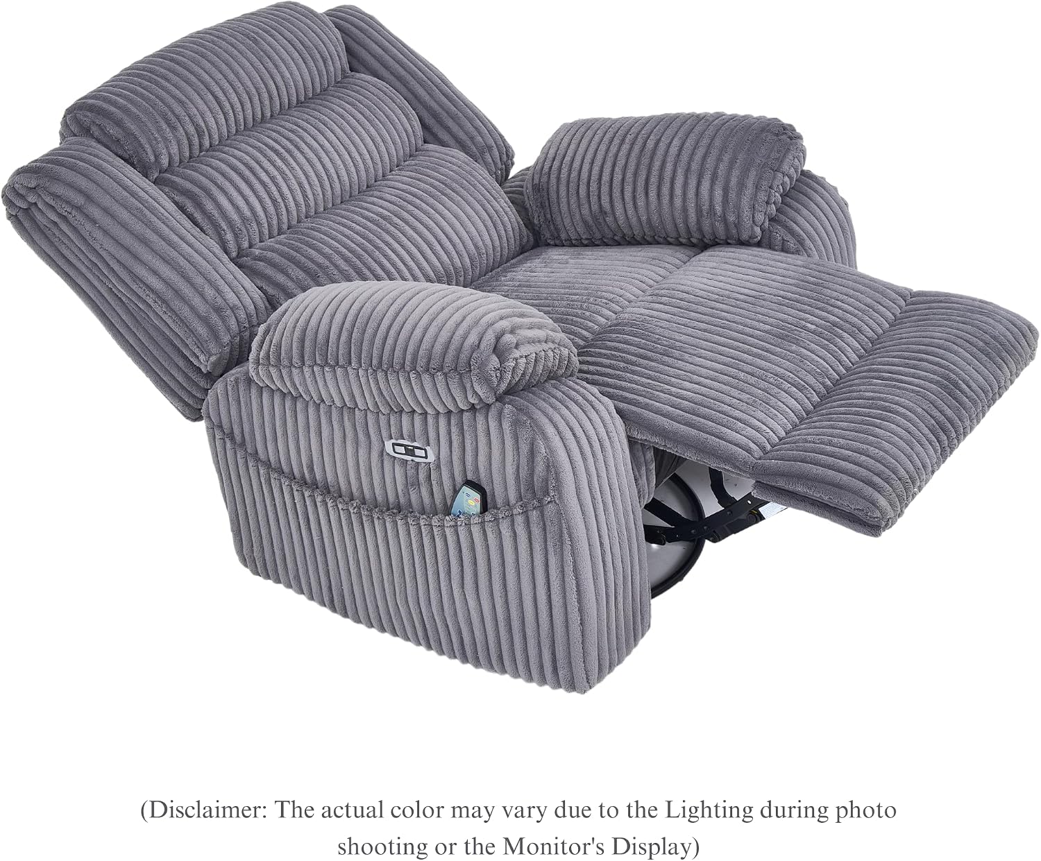 JUUXO Extra Wide Power Swivel Rocking Recliner for Adults with Heat Massage, USB & Type-C Charging, Electric Glider Rocker Chair for Living Room Nursery Bedroom Office
