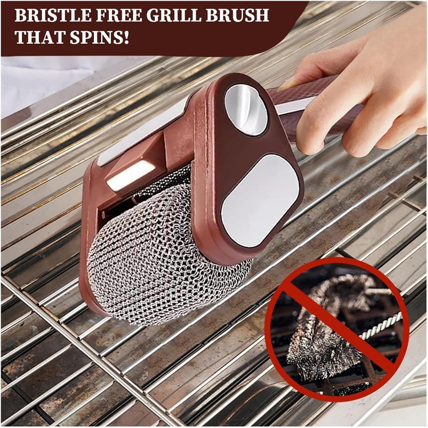 Fit for Cordless Electric Grill Cleaner - Bristle-Free BBQ Brush with Built-in Lights for Kitchen and Camping(Brush Brush head)