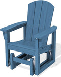 SERWALL Outdoor Glider Chair, HDPE Patio Glider Rocker All-Weather Porch Glider for Outside, Blue