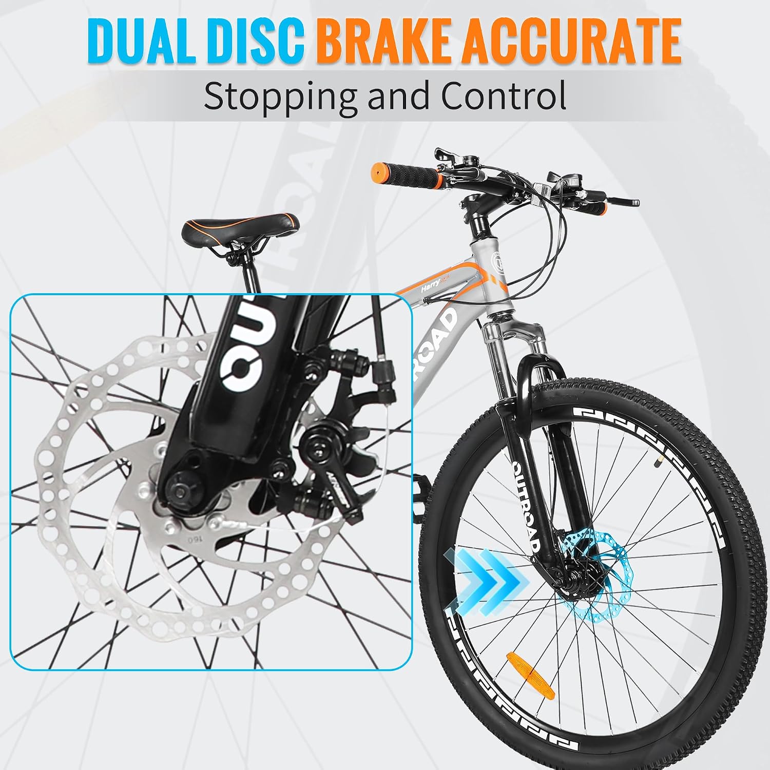 Outroad 26 Inch Mountain Bike, 7/21-Speed/High-Carbon Steel/Aviation Grade Frame, Dual Disc/V Brake, Adjustable Ergonomic Seat Bicycle for Men Women Adult, Quick Assembly in 20 Minutes