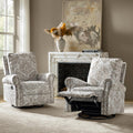 HULALA Home Swivel Rocker Recliner Set of 2, Modern Printed Fabric Swivel Recliner Chair for Adults Glider with Adjustable Backrest & Footrest, Beige