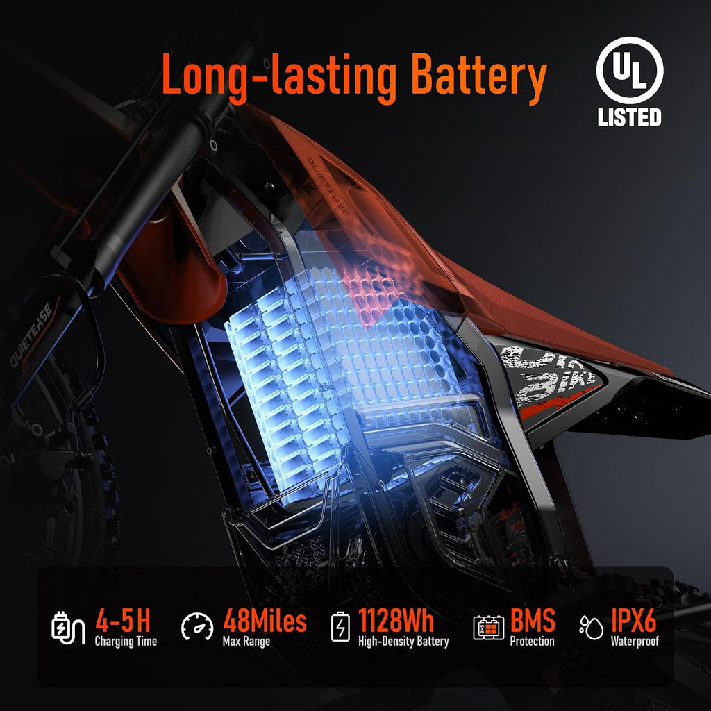 Electric Dirt Bike for Adults Teens, 3000W Brushless 220Nm Motor - 45° Slope, 38 MPH, 48V/23.4Ah Removable Battery, Dual Hydraulic Brakes & Full Suspension Electric Motorcycle for Age 13+