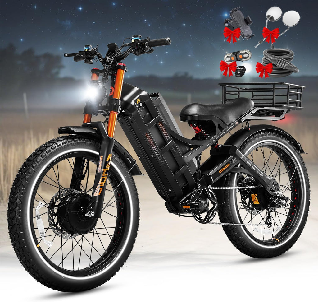 Eahora Romeo Pro Ⅲ/Ⅱ Ebike - Dual Motor 46-50MPH 5600W/4000W 60V 80Ah 200Miles Electric Bike for Adults, Long Range Electric Mountain Bike 26' Fat Tire Air Full Suspension E-Bike