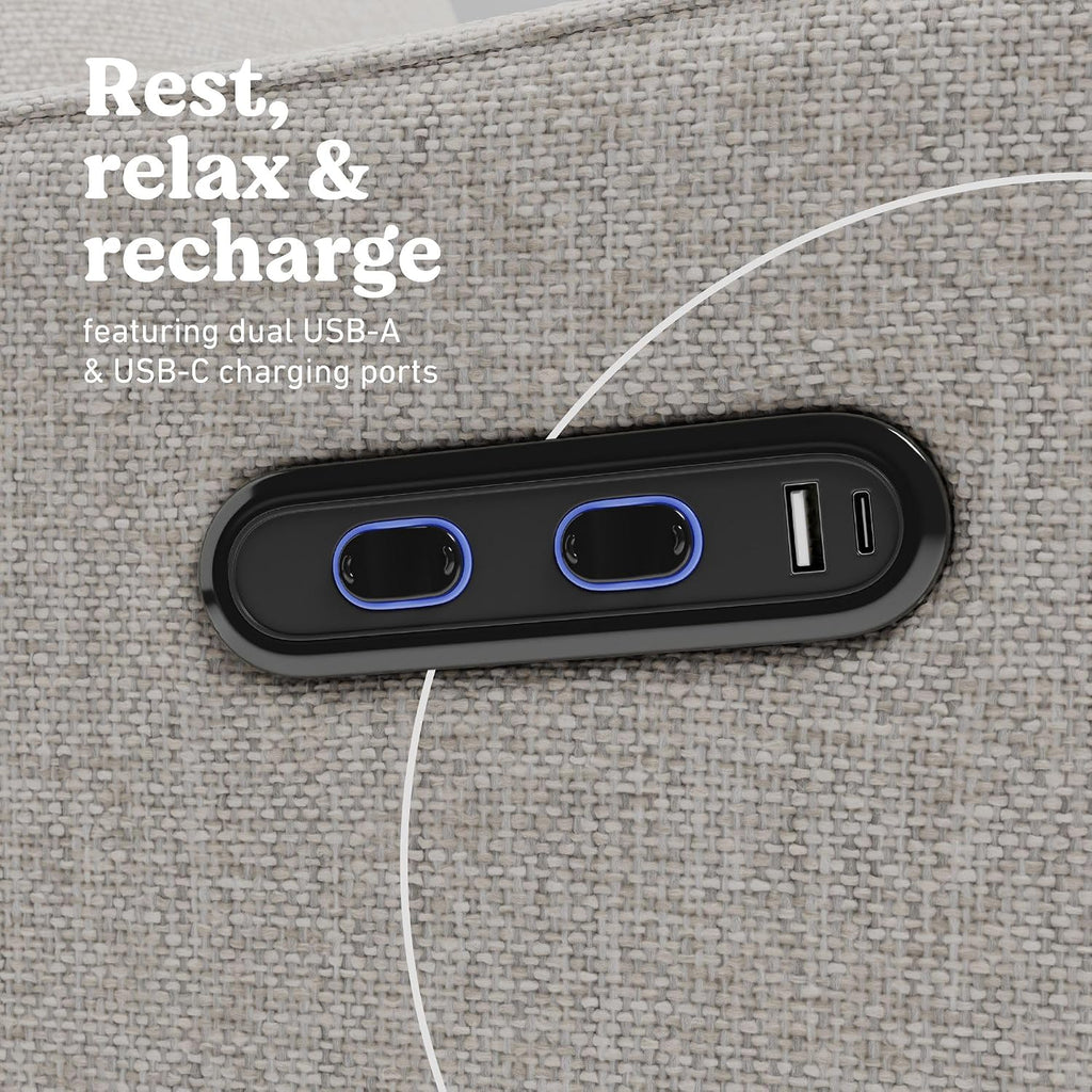 Graco Teddi Power Recliner Swivel Glider, Electronic Power Recline, Oeko-TEX 100 Certified, USB-A & USB-C Charger, Premium Cushioning & Comfort – (Dune Basketweave)