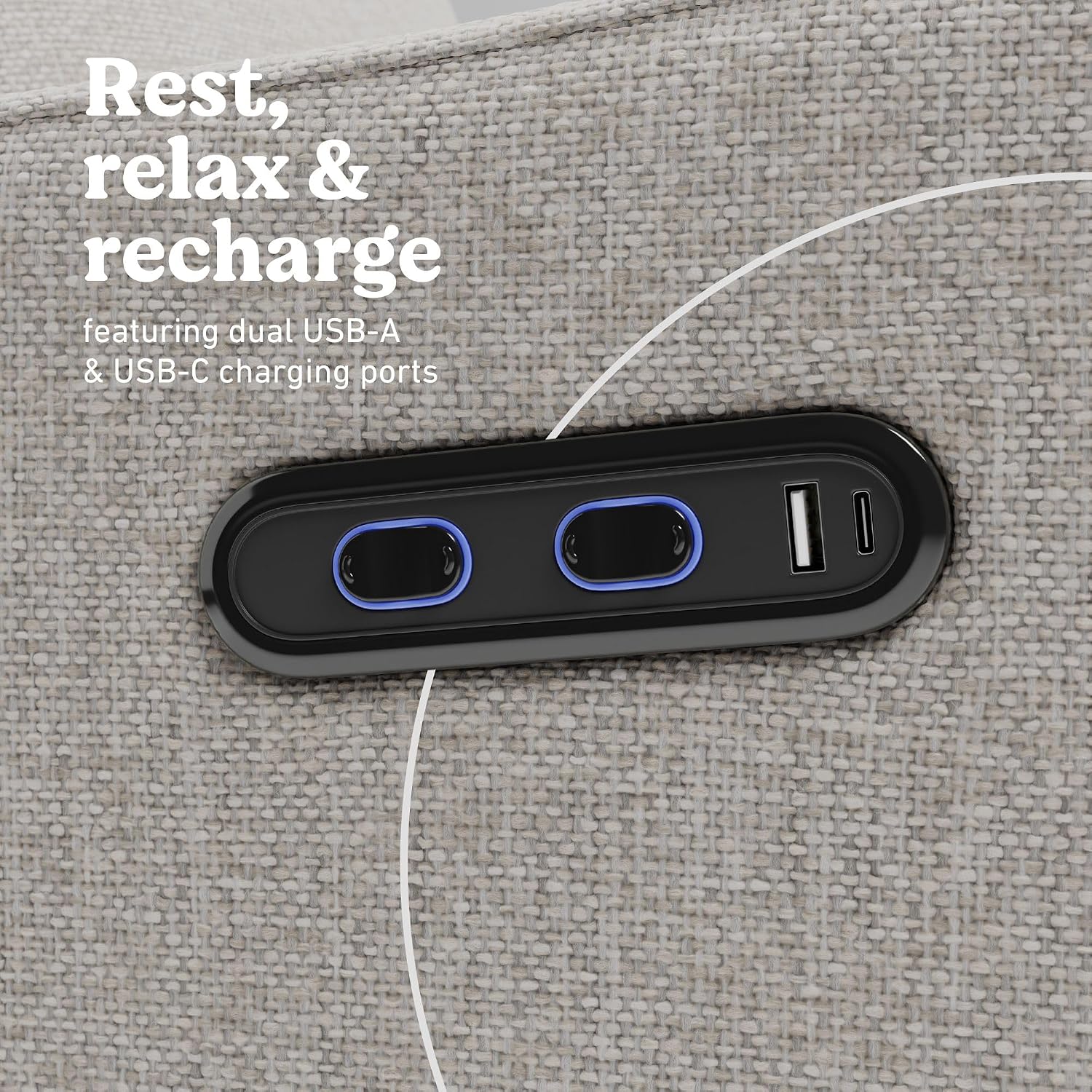Graco Teddi Power Recliner Swivel Glider, Electronic Power Recline, Oeko-TEX 100 Certified, USB-A & USB-C Charger, Premium Cushioning & Comfort – (Dune Basketweave)