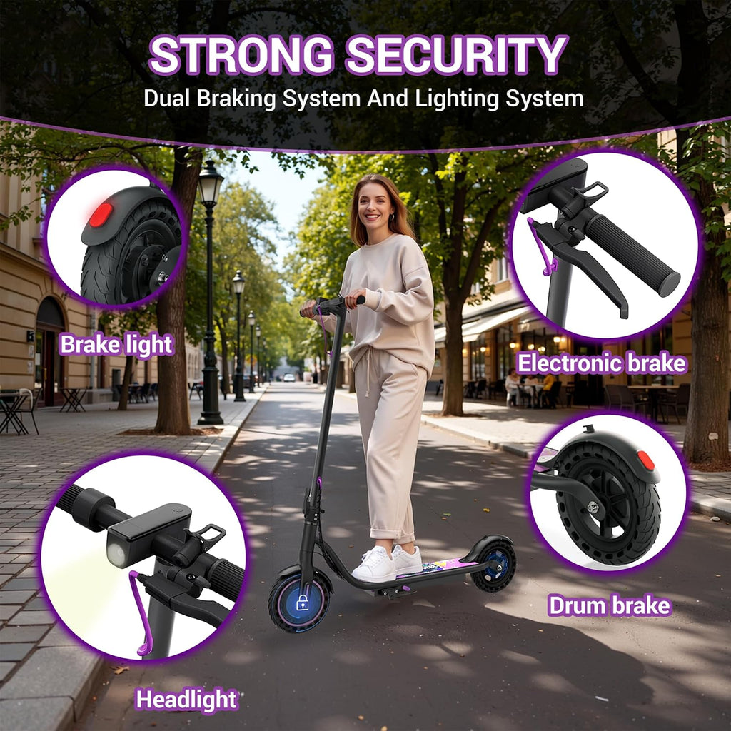 Aovowheel Electric Scooter for Adults, Folding E Scooter with 250W-500W Motor 16-24 Mph Top Speed, Max 15-60Miles Long Range,6.5''/8.5''/10''/14'' Solid Tires Commuting Scooters, Dual Brakes