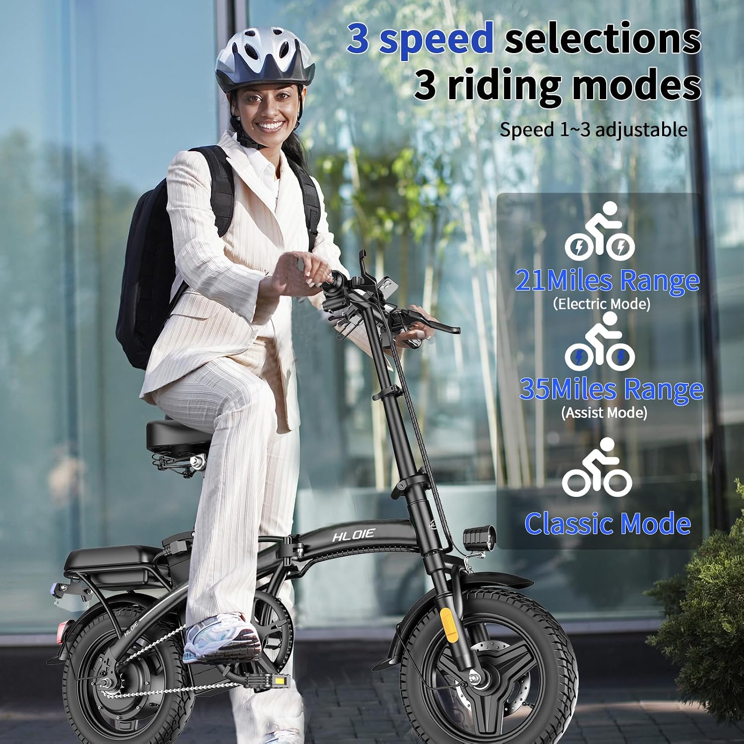 HLOIE Folding Electric Bike for Adults, 750W Peak Motor, Up to 23 MPH, 14' Foldable Ebike with 48V 12Ah Battery, 35 Miles PAS Range, Mini Electric Bicycle for Adults & Teens