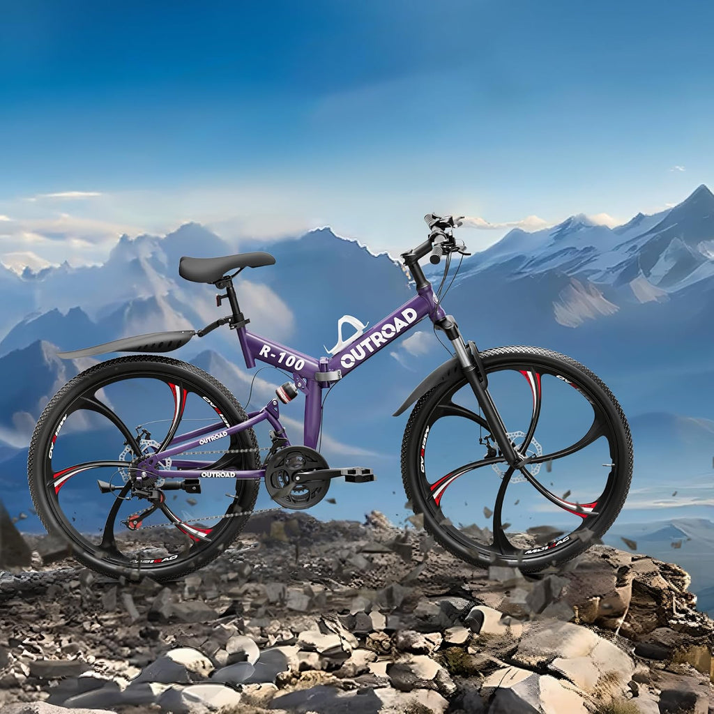 26 Inch Adult Folding Bikes/Mountain Bikes, 21 Speeds Mountain Bicycles with Full Suspension, Dual Disc Brake, High Carbon Steel Frame, Foldable Bike for Men/Women/Teen, Multiple Colors
