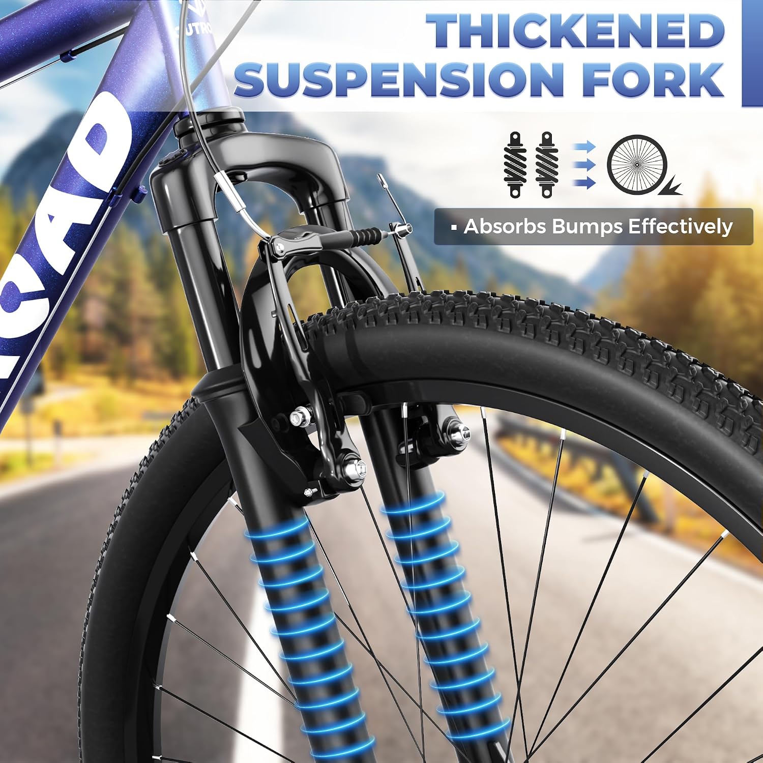 Outroad 26 Inch Mountain Bike, 7/21-Speed/High-Carbon Steel/Aviation Grade Frame, Dual Disc/V Brake, Adjustable Ergonomic Seat Bicycle for Men Women Adult, Quick Assembly in 20 Minutes