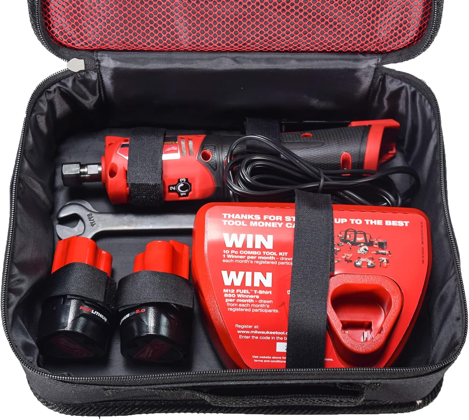 Milwaukee 2486-22 M12 FUEL 12V Straight DieGrinder Kit with (2) 2.0Ah Battery, Charger & Tool Bag